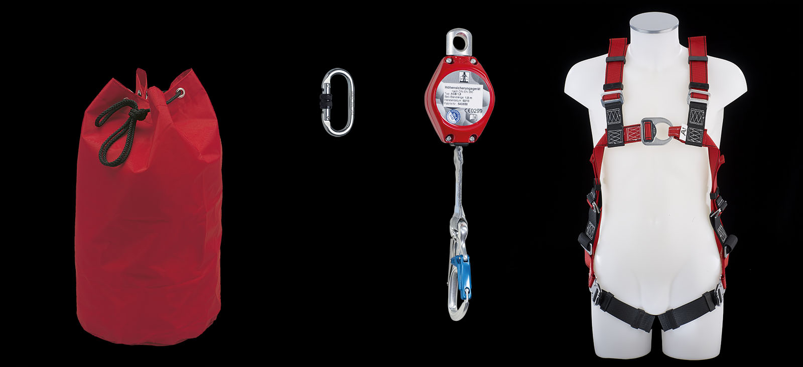 Absturzsicherungs-Set mit Tasche, Karabiner und Geschirr